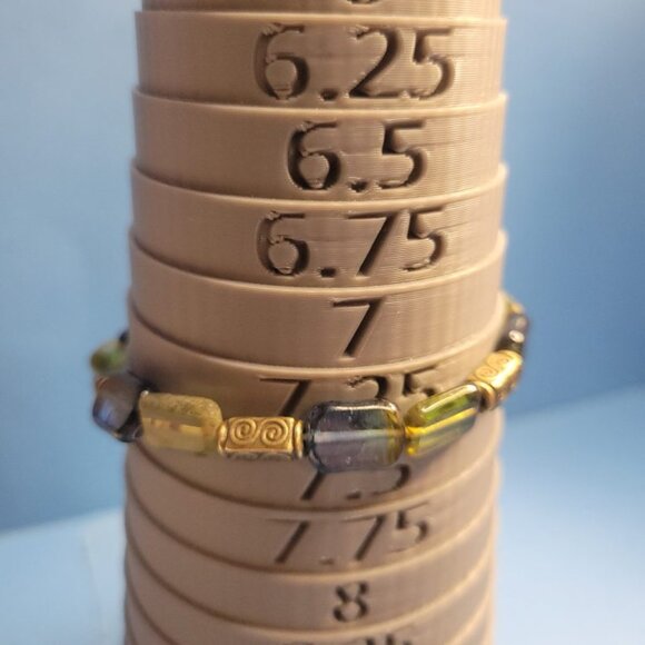 NWT Mens Olivine Picasso Premium Czech Glass Table Cut Bead Stretch Bracelet USA - Picture 7 of 11